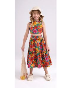 Conjunto Tecido Floral Tropical Bug Bee. Conjunto de roupa infantil menina.