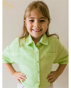 Camisa Tecido Chambray Lime Cream