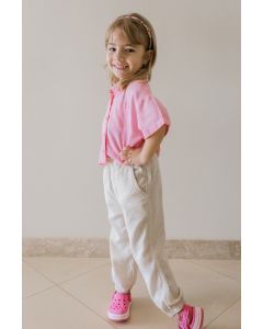 Calca de Linho Infantil New Off Bug Bee